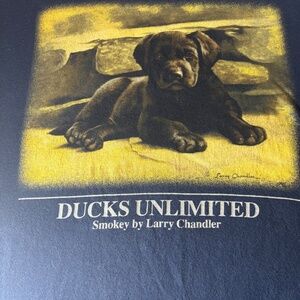 Vintage Ducks Unlimited Shirt Blue Mens XL Labrador Larry Chandler T-shirt USA